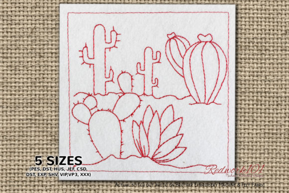 Desert Cactus Embroidery Design