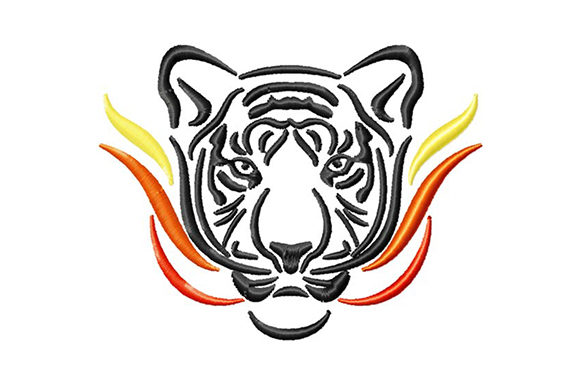 Fire Tiger Embroidery Design