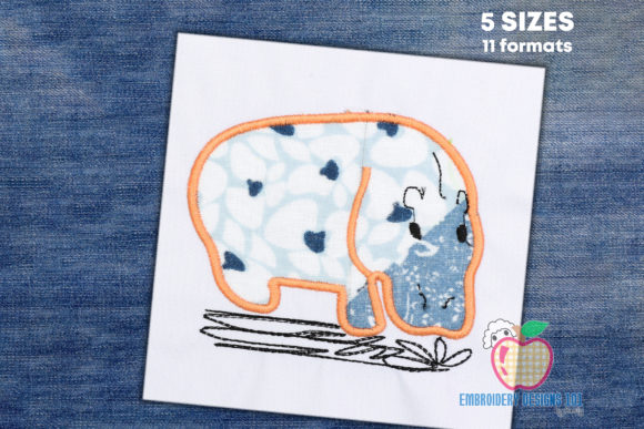 Funny Fat Hippo Applique for Kids: A Playful Seasonal Embroidery Design
