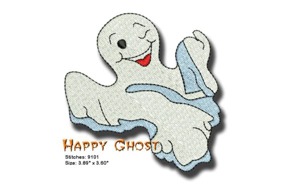 Happy Ghost Embroidery Design