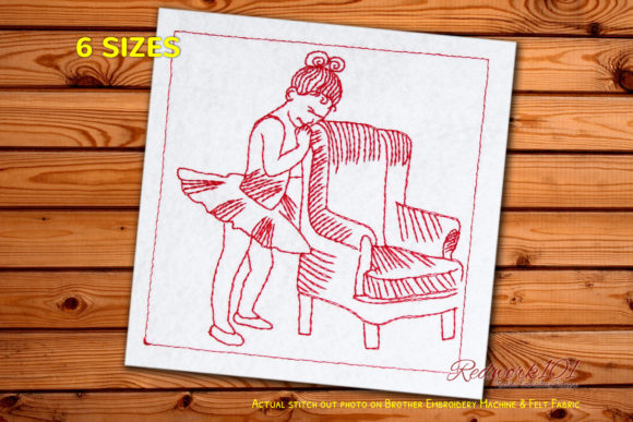 Sad Ballerina Standing with Chair: A Timeless Embroidery Design for Craft Fairs