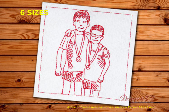 Swimmers with Medal Redwork: A Heartfelt Embroidery Design for Personalized Gifts